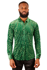 BARABAS Men's See Through FLoral Long Sleeve Button Down Shirt 3SVL26 Green