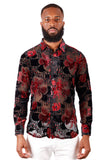BARABAS Men's See Through Floral Long Sleeve Button Down Shirt 3SVL30 Red