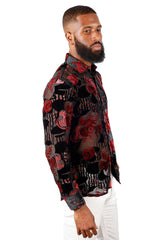 BARABAS Men's See Through Floral Long Sleeve Button Down Shirt 3SVL30 Black ed
