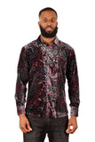 BARABAS Men's See Through Paisley Long Sleeve Button Down Shirt 3SVL32 Wine