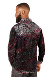 BARABAS Men's See Through Paisley Long Sleeve Button Down Shirt 3SVL32 Wine