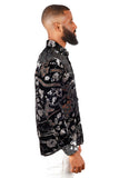 BARABAS Men's See Through Floral Long Sleeve Button Down Shirt 3SVL33 Black