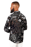 BARABAS Men's See Through Floral Long Sleeve Button Down Shirt 3SVL33 Black