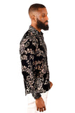 BARABAS Men's See Through Floral Long Sleeve Button Down Shirt 3SVL36 Black
