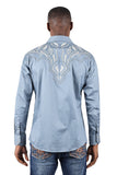BARABAS Men's Arrows Floral Long Sleeve Studded Western Shirts 3WS3 Sky Blue