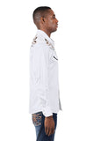 BARABAS Men's Arrows and Floral Long Sleeve Western Shirts 3WS3 White