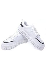 Barabas Men's Premium Greek Key Pattern Walking Sneakers 4SK03 White