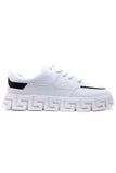 Barabas Men's Premium Greek Key Pattern Walking Sneakers 4SK03 White