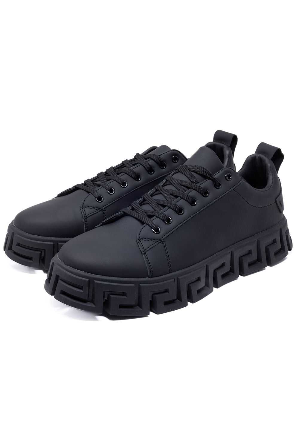Barabas Men's Wholesale  Premium Greek Key Pattern Sole Sneakers 4SK06 Black