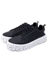 Barabas Men's Wholesale  Premium Greek Key Pattern Sole Sneakers 4SK06 Black White