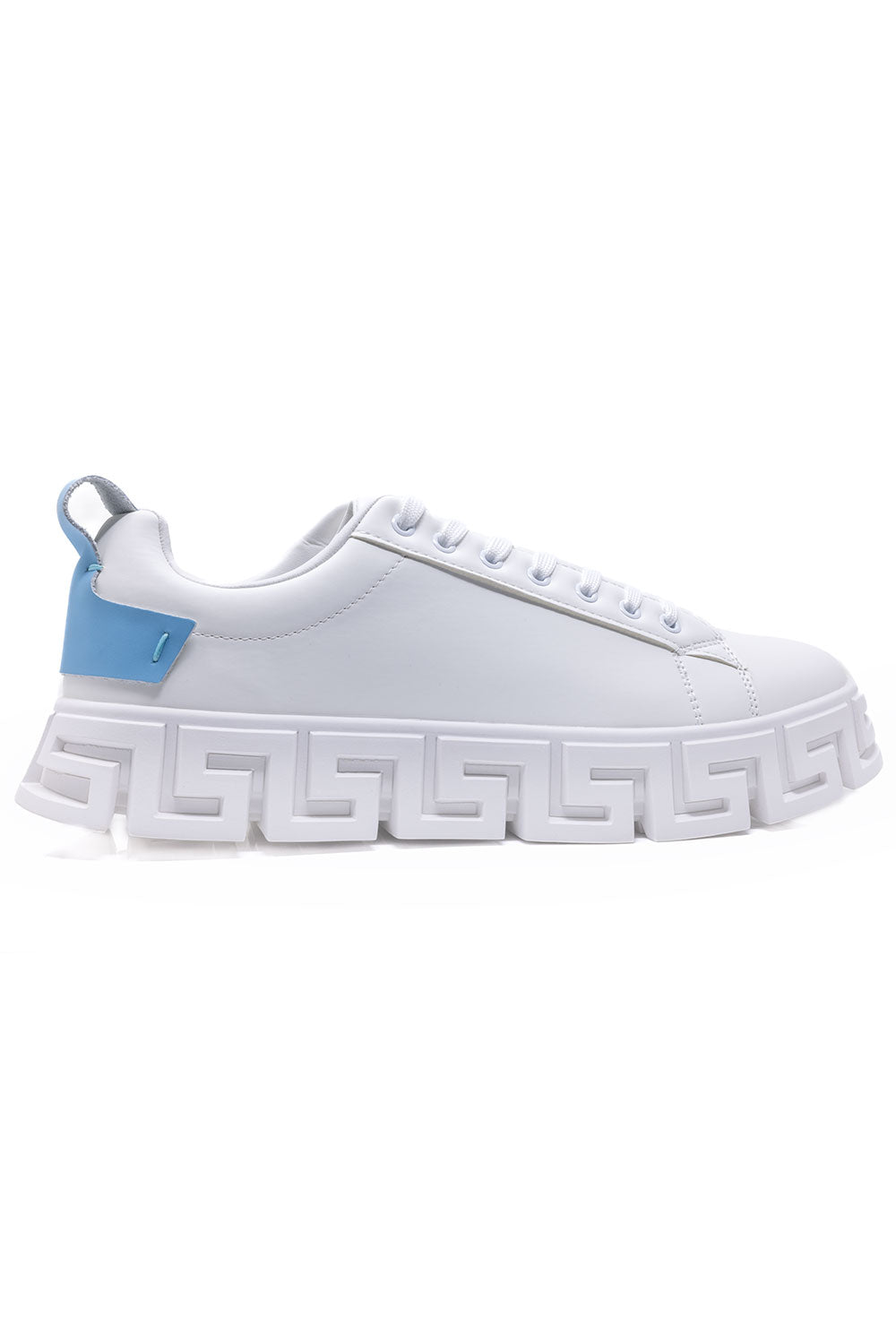 Barabas Men's Wholesale  Greek Key Sole Pattern Premium Sneakers 4SK06 Light Blue