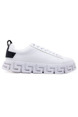 Barabas Men's Wholesale  Greek Key Sole Pattern Premium Sneakers 4SK06 White