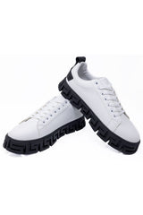 Barabas Men's Wholesale  Greek Key Sole Pattern Premium Sneakers 4SK06 White Black