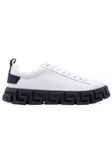 Barabas Men's Wholesale  Greek Key Sole Pattern Premium Sneakers 4SK06 White Black