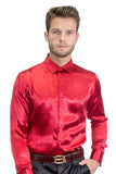 BARABAS Men shinny solid color button down dress Shirts B302 Red