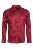 BARABAS Men's textured floral button down dress shirts B309 burgundy