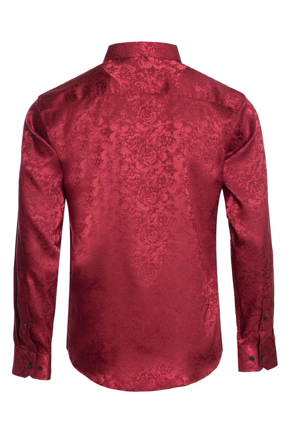 BARABAS Men's textured floral button down dress shirts B309 burgundy