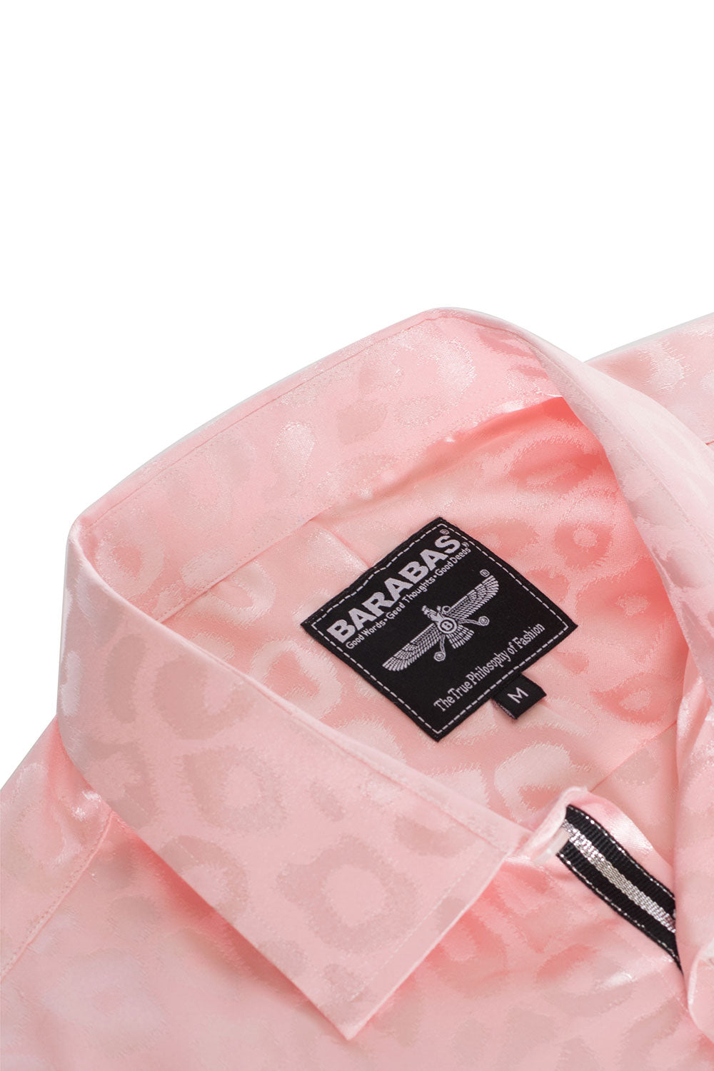 BARABAS Men textured leopard design pattern button down Shirts B310 pink