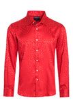 BARABAS Men textured leopard design pattern button down Shirts B310 Red