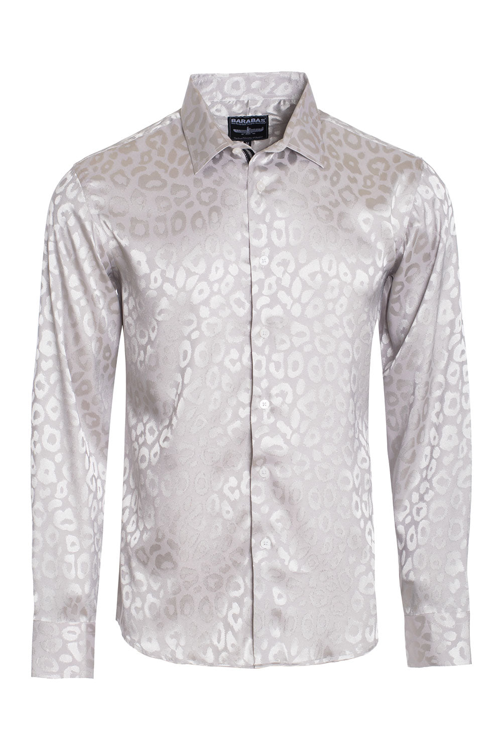 BARABAS Men textured leopard design pattern button down Shirts B310 silver