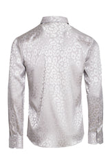 BARABAS Men textured leopard design pattern button down Shirts B310 silver