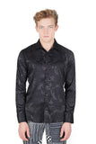 Barabas Wholesale Men's Greek Key Baroque Long Sleeve Button Down Shirt B313 black