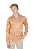 Barabas Wholesale Men's Greek Key Baroque Long Sleeve Button Down Shirt B313 gold