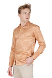 Barabas Wholesale Men's Greek Key Baroque Long Sleeve Button Down Shirt B313 gold