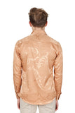 Barabas Wholesale Men's Greek Key Baroque Long Sleeve Button Down Shirt B313 gold