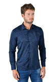 Barabas Men's Textured Diamond Geometric button down dress shirts B319 Navy