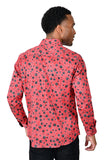 BARABAS men's floral paisley polka dotted printed shirts B339 Red and Black 