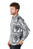 BARABAS Men's Wild Tiger Leopard Greek Pattern Button Down Shirts B352 white