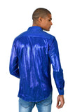 BARABAS Men's Premium Shinny Solid Color Button Down Dress Shirts B46 Royal Blue