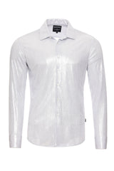 BARABAS Men's Premium Shinny Solid Color Button Down Dress Shirts B46 White