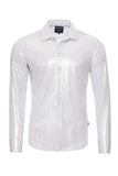 BARABAS Men's Premium Shinny Solid Color Button Down Dress Shirts B46 White