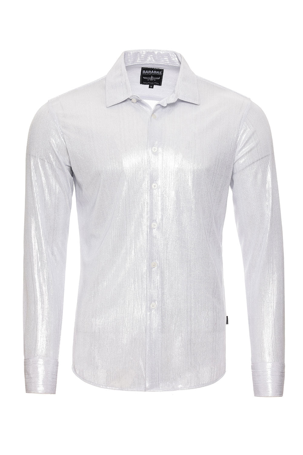 BARABAS Men's Premium Shinny Solid Color Button Down Dress Shirts B46 White