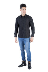 BARABAS Men's Paisley Floral Black Navy White Red Button Shirts B50 black