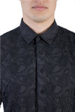 BARABAS Men's Paisley Floral Black Navy White Red Button Shirts B50 black