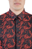 BARABAS Men's Paisley Button Down Black  Red Shirts B51