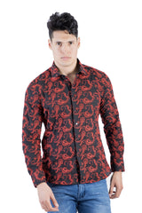 BARABAS Men's Paisley Button Down Black  Red Shirts B51