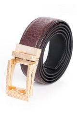 Barabas Men's Classic Buckle Solid Crocodile Snake Leather Belt BK28