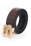 Barabas Men's Rhinestone B Letter Gold Buckle Leather Belt BK810