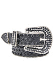 Barabas men's Jewels Rhinestone Stone Buckle leather belt BK816  Black