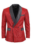 BARABAS men's shiny design glittery sequin design blazer BL3068 Red
