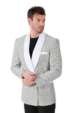 BARABAS men's shiny design glittery sequin design blazer BL3068 White