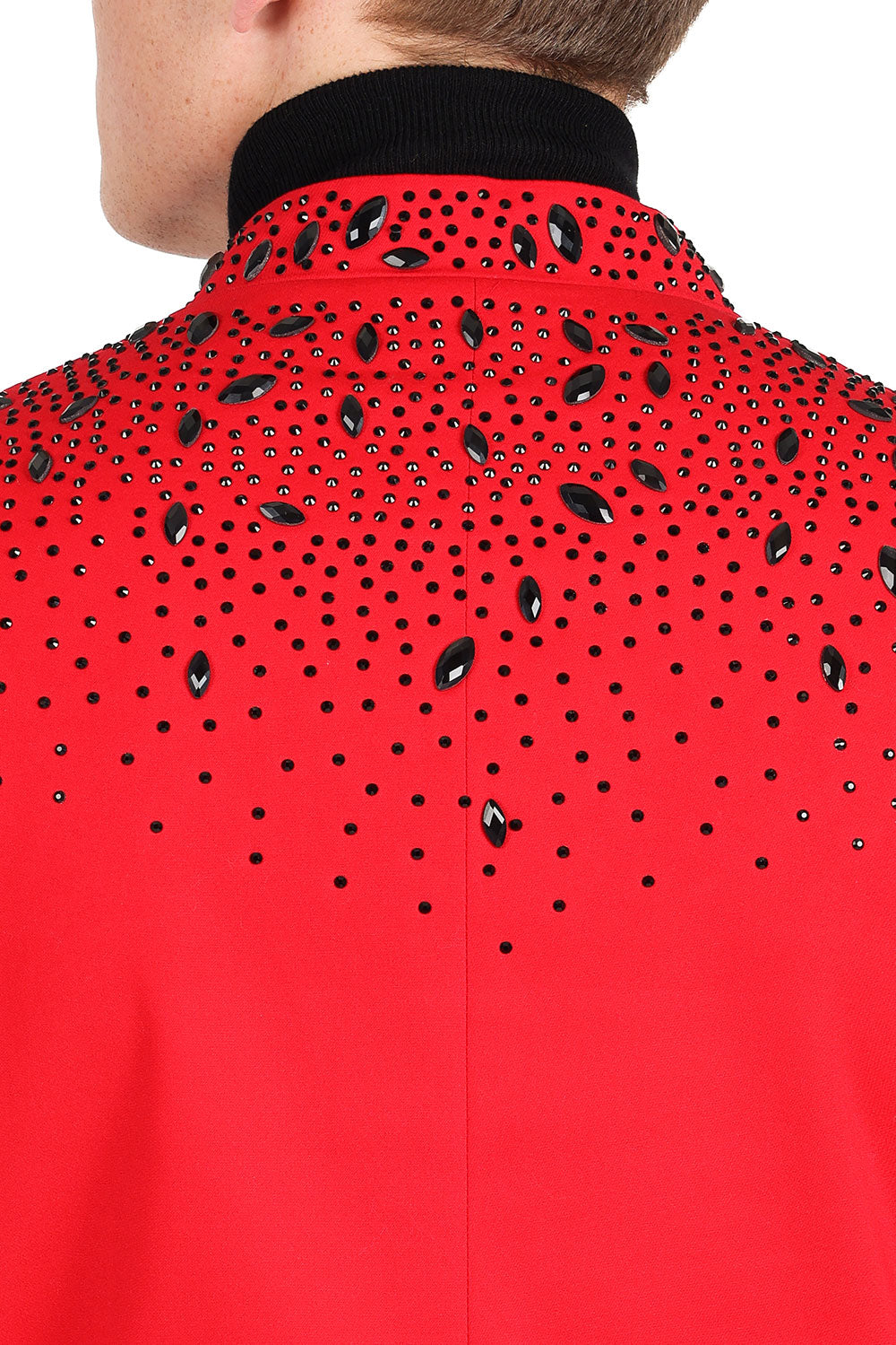 BARABAS Men's Luxury Rhinestone Lapel Collar Designer Blazer BL3080 Red Black