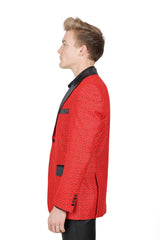 BARABAS Mens Rhinestone Greek key Pattern Design Luxury Blazer BL3087 Red Black