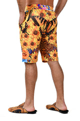 BARABAS Men's Printed Floral Sunflower Butterfly Medusa Shorts BSP9001