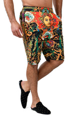 Barabas Men's Printed Floral Sun Peacock Baroque Design Shorts BSP9006