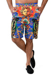 Barabas Men's Printed Floral Sun Peacock Baroque Design Shorts BSP9006